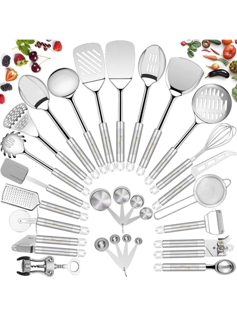 28-Piece Stainless Steel Kitchen Utensil Set - Nonstick Cooking Tools & Gadgets